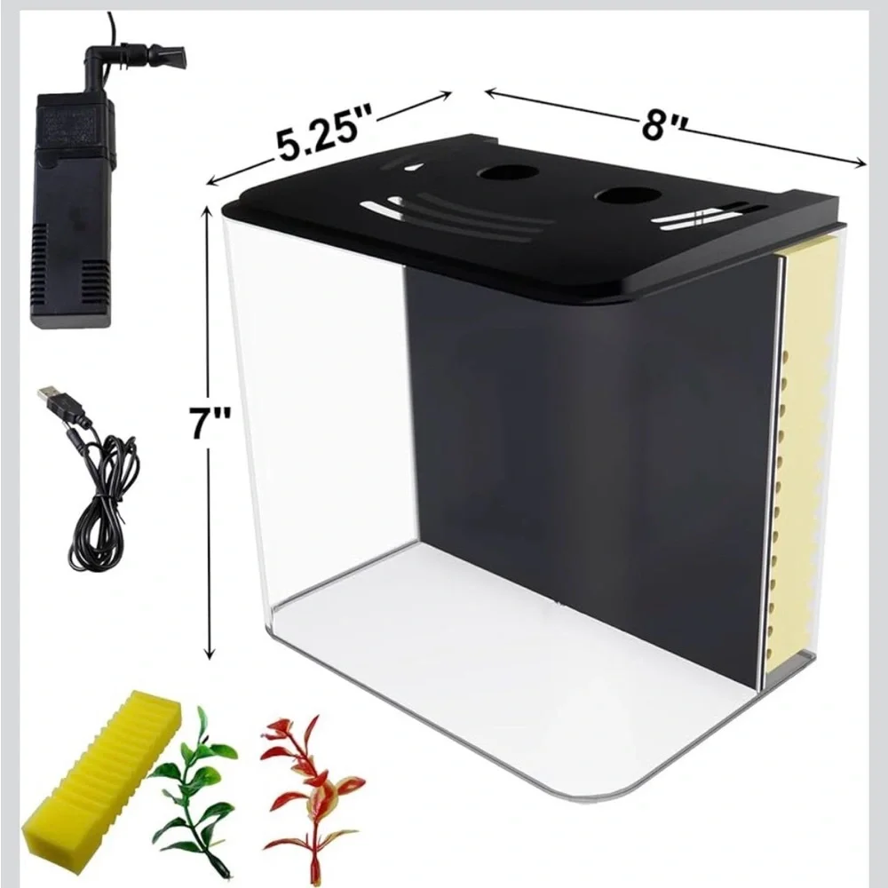 NIB Aquaneat Plastic Aquarium Tank,Aquatic Life,1.2 Gallon,LED,Water Filter Pump